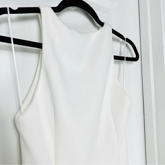 Mischa Collection Ida Sleeveless Ruched White Asymmetric Midi Dress Small 36 - Picture 5 of 12